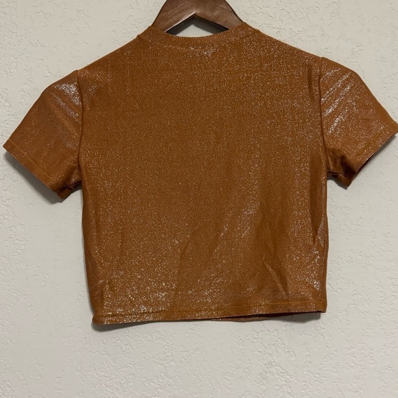 Women's SKIMS Brown Shimmer Crop Top - Picture 8 of 9
